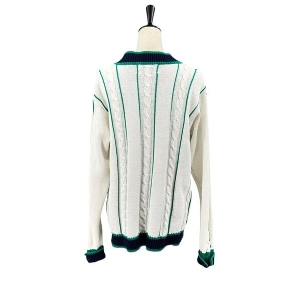 Vintage Heirlooms Dependables Unisex White Cable Knit Nautical Cardigan Sweater - Picture 3 of 9
